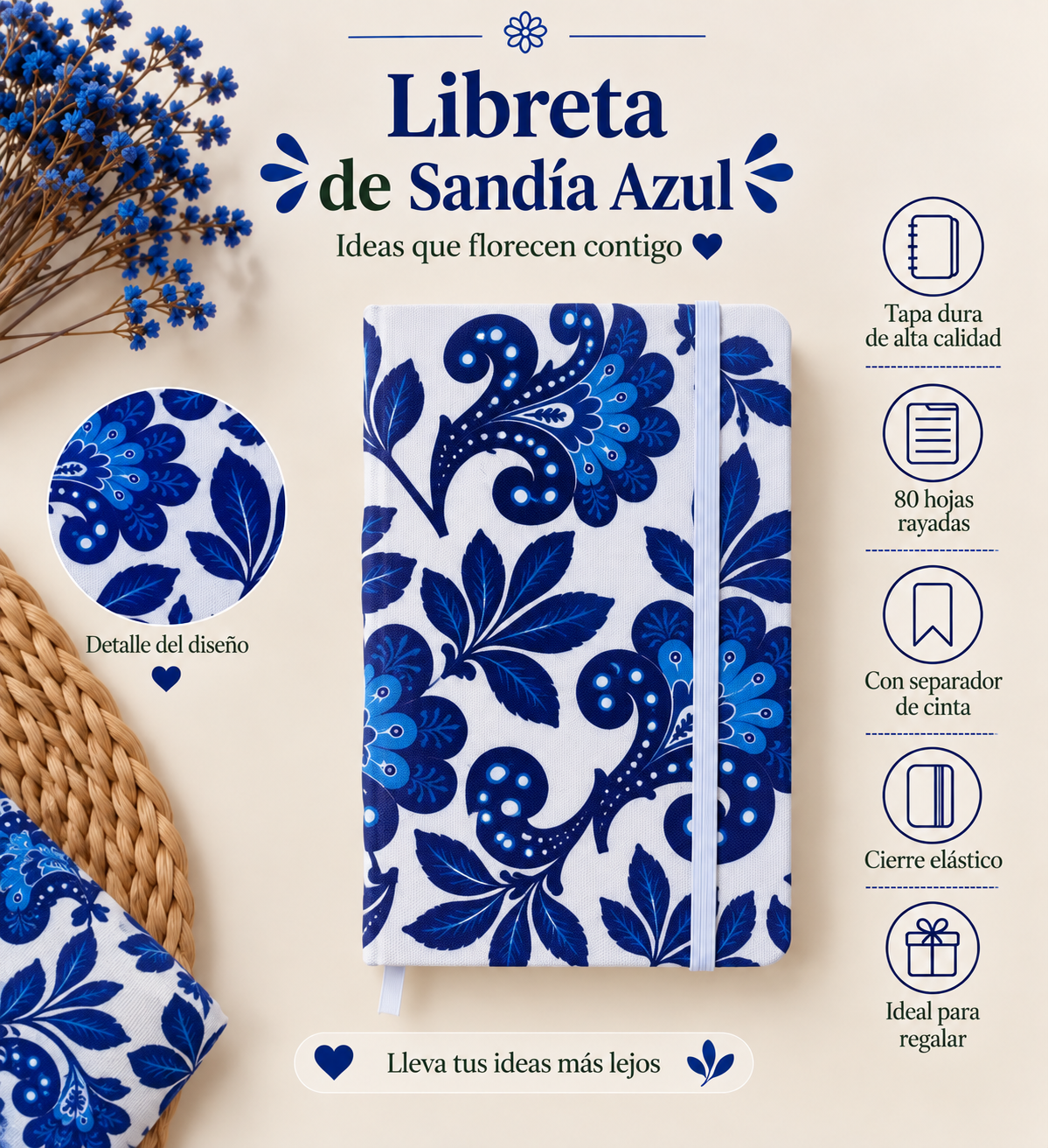 Libreta con estampado Sandía Azul - Velahila