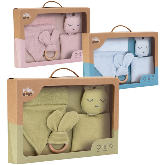 Set bebé: Doudou, Bandana, Mordedor Oso verde