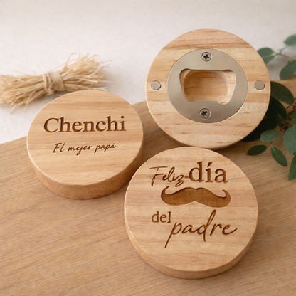 Abrebotellas de Madera Personalizado con Imán