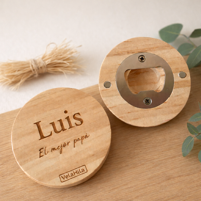 Abrebotellas de Madera Personalizado con Imán