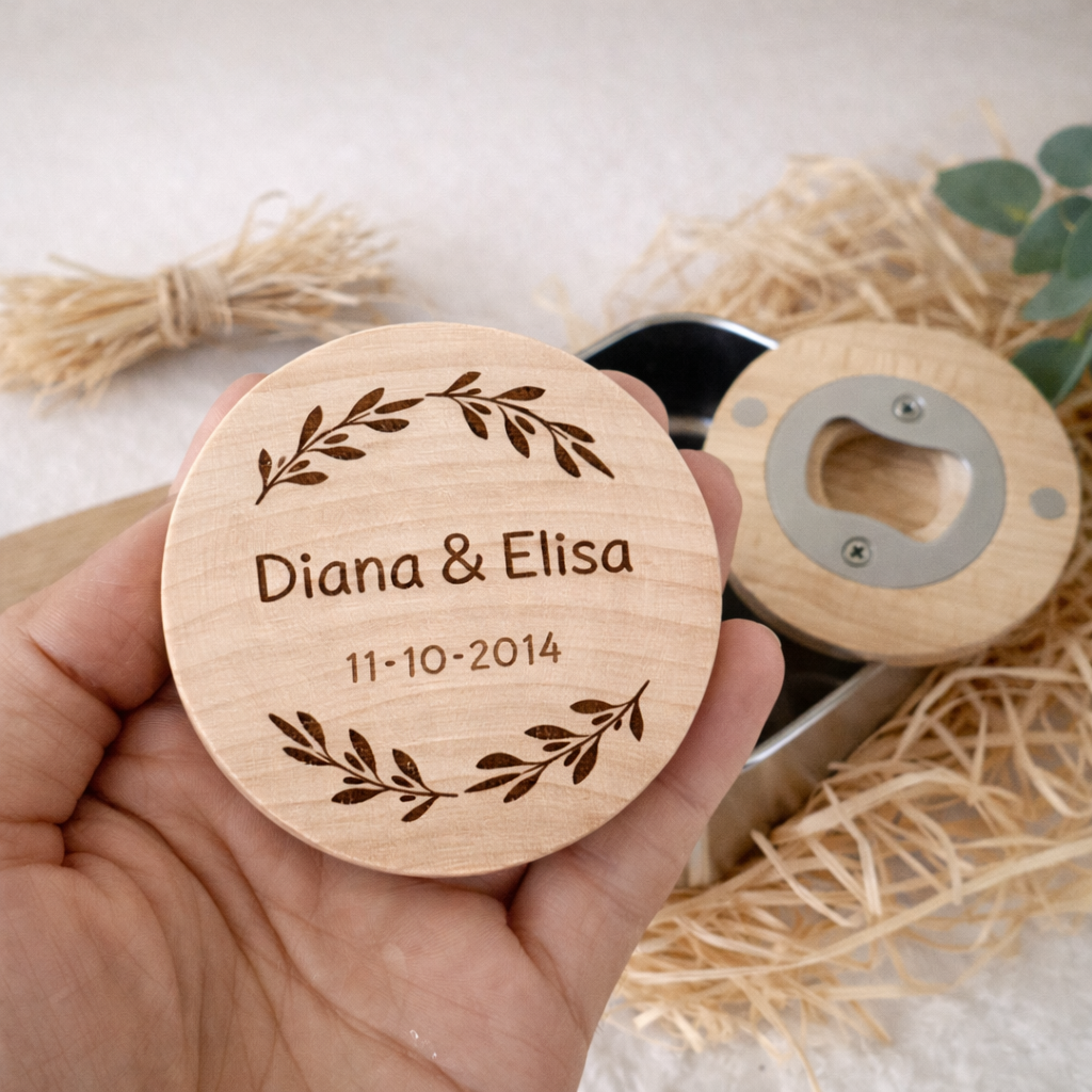 Abrebotellas de Madera Personalizado con Imán