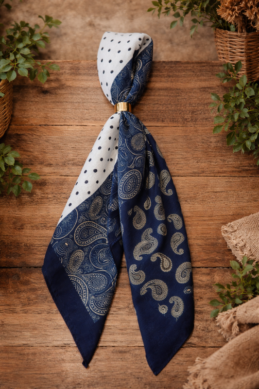 Pañuelo Anillo Estampado patrón azul