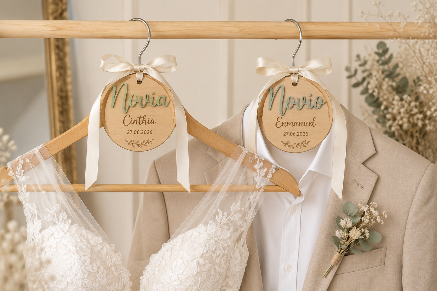 Percha Personalizada para Novias y Novios