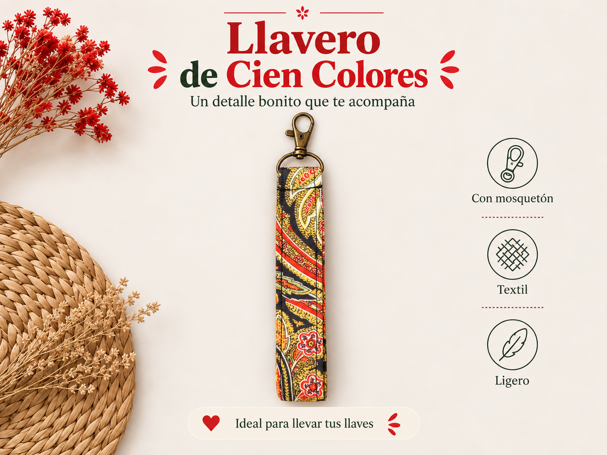 Llavero textil Cien Colores con mosquetón - Velahila