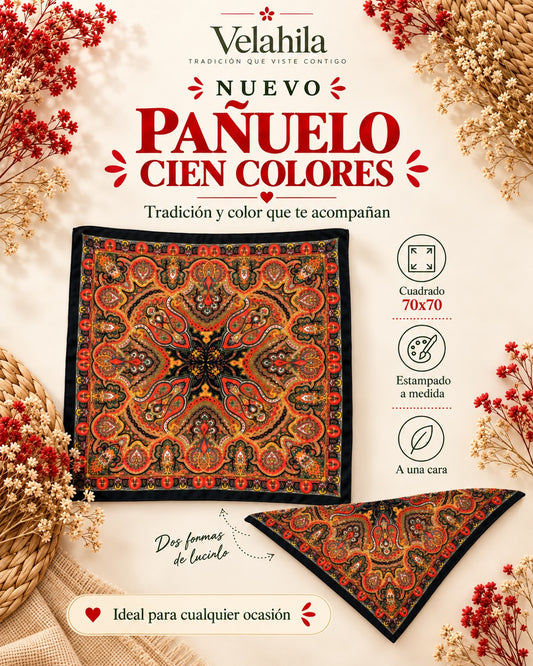 Pañuelo Cien Colores cuadrado 70 x 70 cm - Velahila