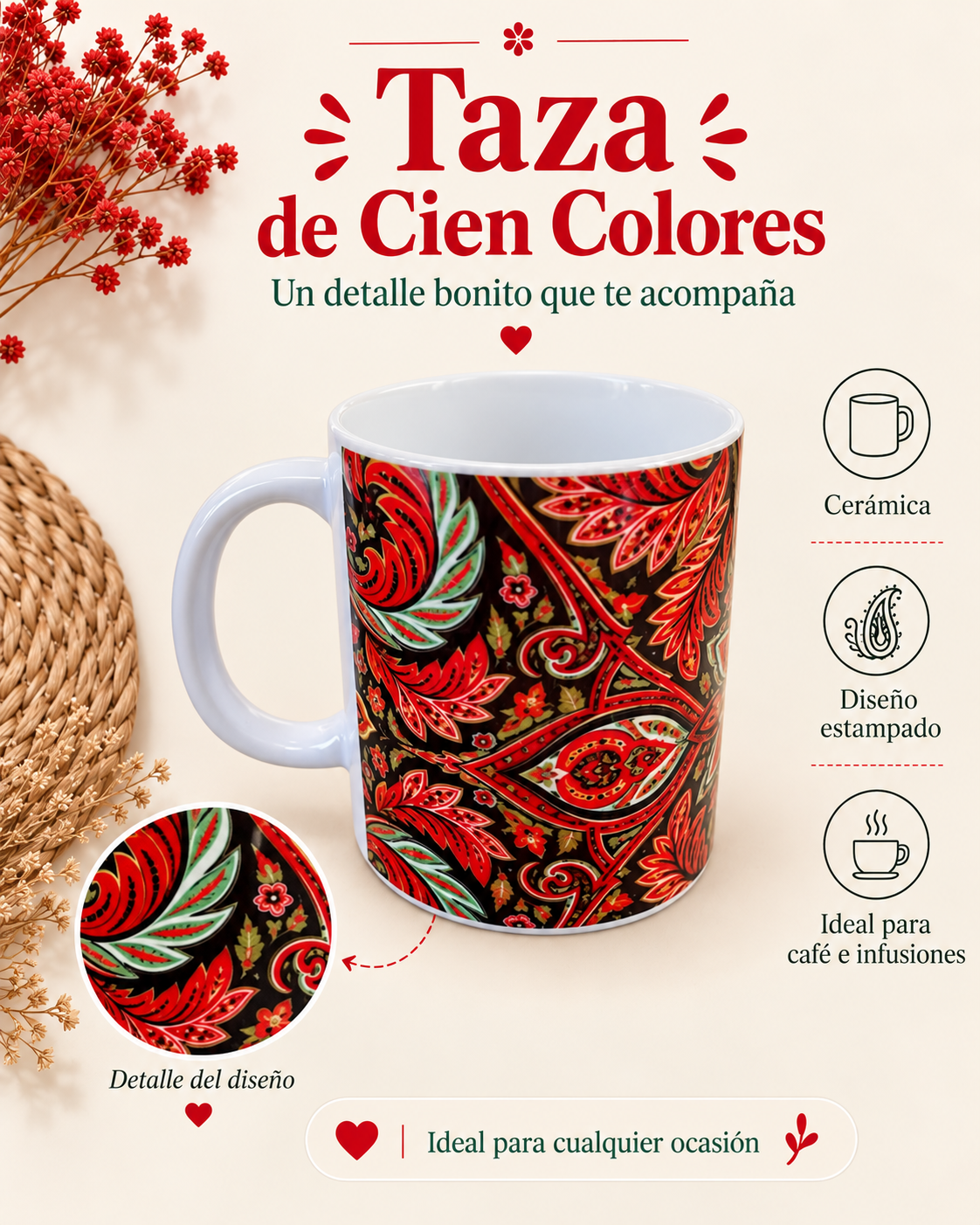 Taza con estampado Cien Colores - Velahila