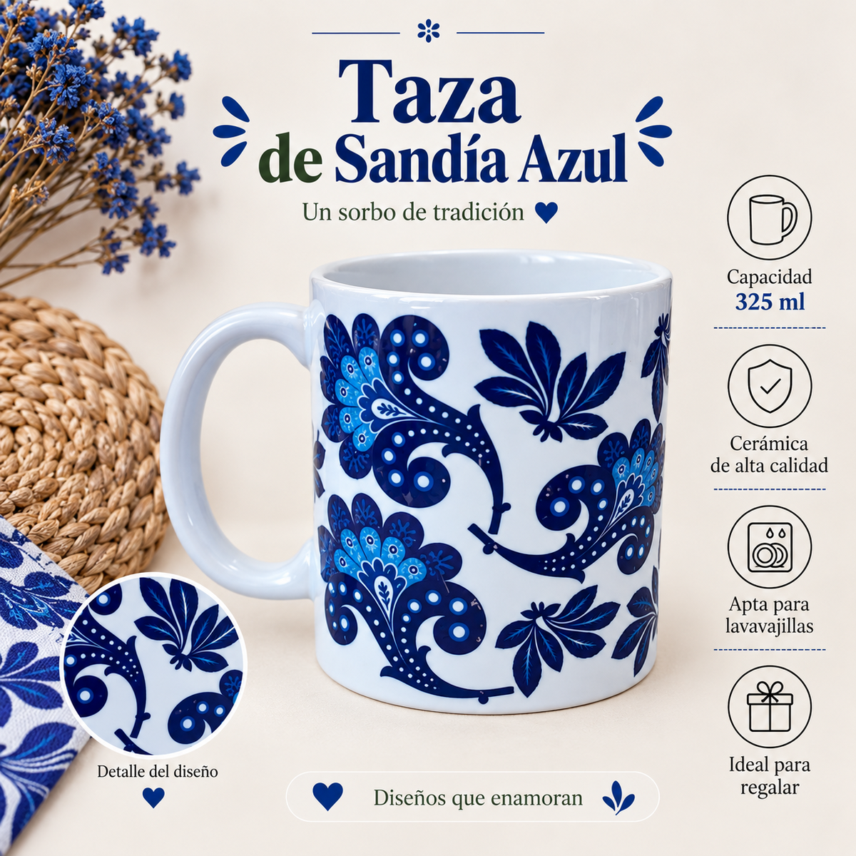 Taza con estampado Sandía Azul - Velahila