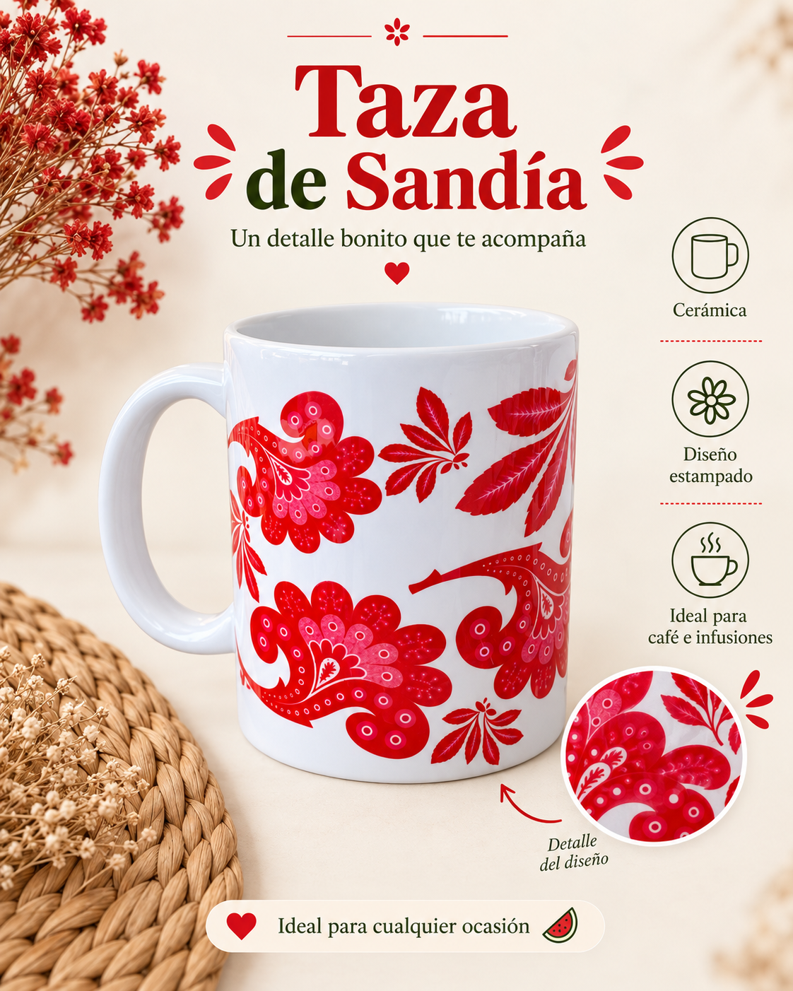 Taza con estampado Sandía - Velahila